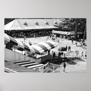 The Famous Red and White Awnings at Saratoga Race Poster