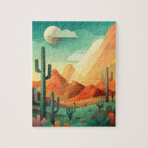 The famous Texas desert shows off its huge cactus  Jigsaw Puzzle