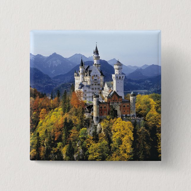 The fanciful Neuschwanstein is one of three 15 Cm Square Badge (Front)