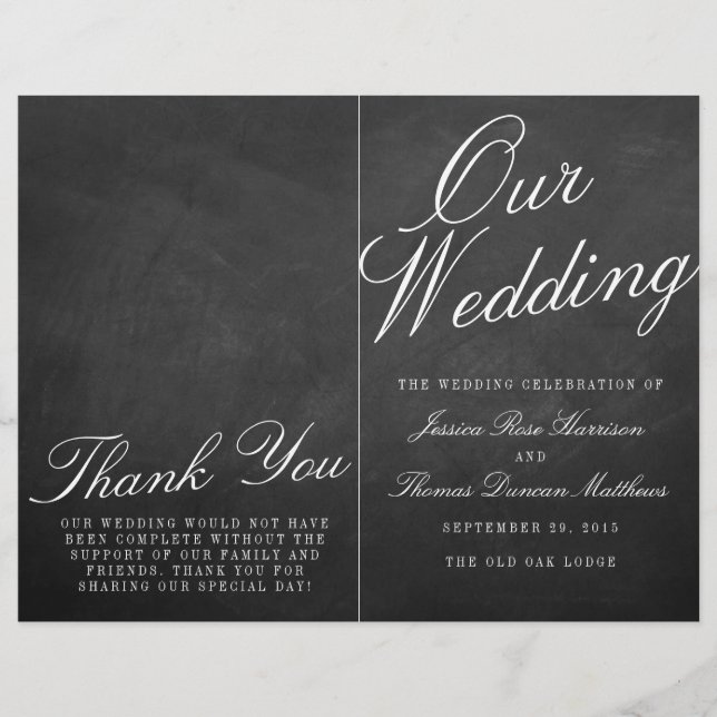 The Fancy Chalkboard Wedding Collection Programs (Front)