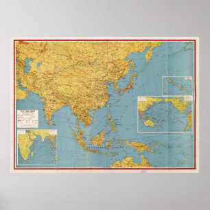 The Far East and Adjoining Areas (Map 1943) Poster