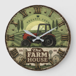The Farm House Vintage Tractor Rustic Farmhouse  Large Clock