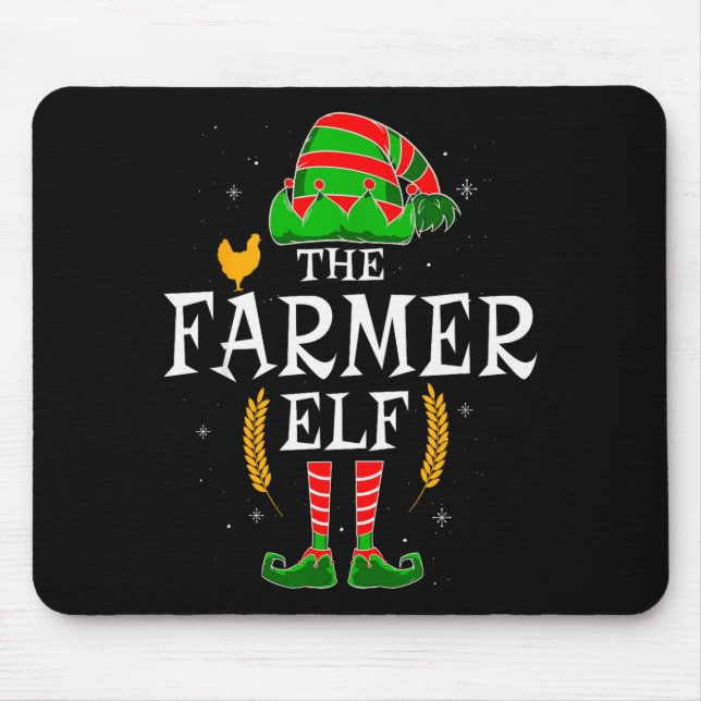 The Farmer Elf Group Matching Family Christmas Far Mouse Pad (Front)