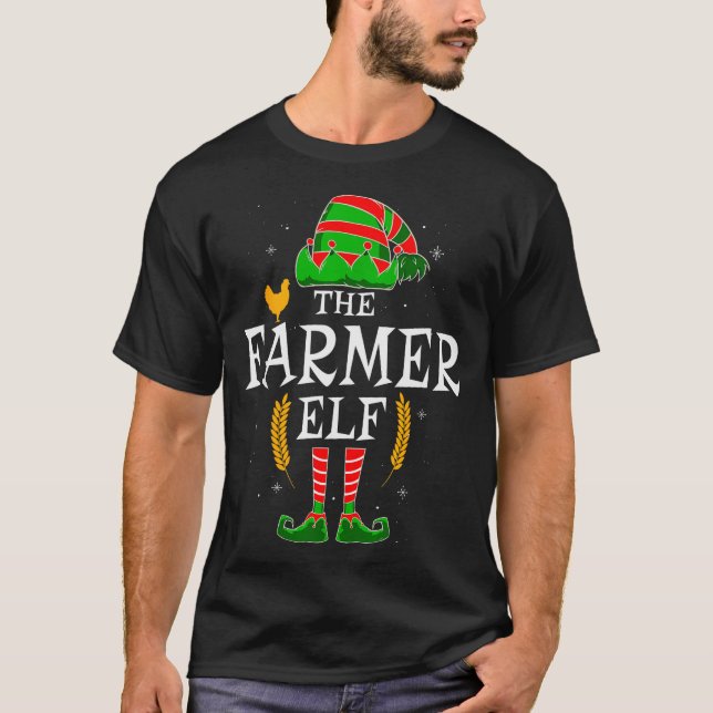 The Farmer Elf Group Matching Family Christmas Far T-Shirt (Front)