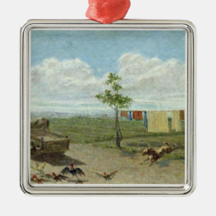 The Farmyard (oil on canvas) Metal Ornament
