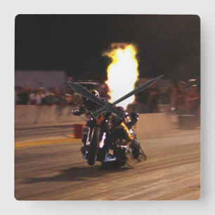 The "Fastest Top Fuel Drag Bike on the Planet" Square Wall Clock