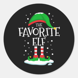 The Favourite Elf Christmas Family Matching Xmas G Classic Round Sticker