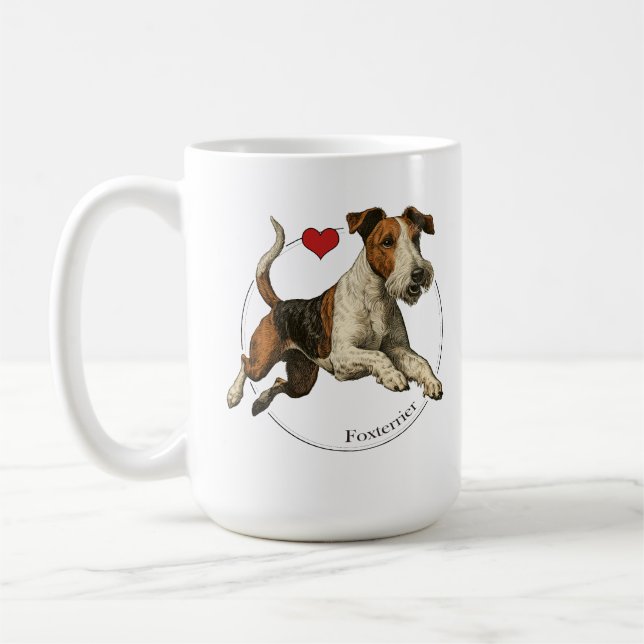 The Fearless Earth-Dog: Classic Fox Terrier Coffee Mug (Left)