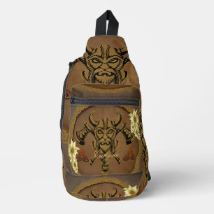 The fearless viking with Helmet with horns.  Sling Bag