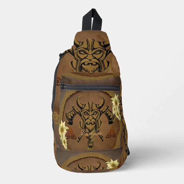 The fearless viking with Helmet with horns.  Sling Bag (Front)