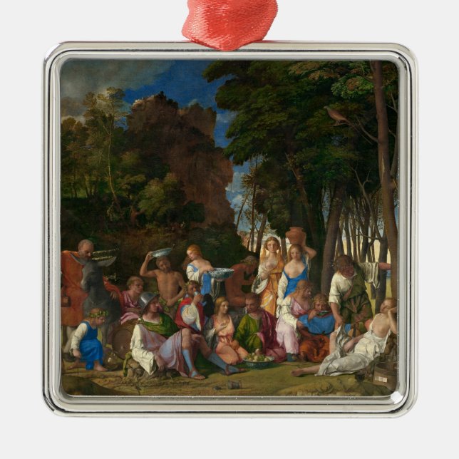 The Feast of the Gods (by Giovanni Bellini) Metal Ornament (Front)