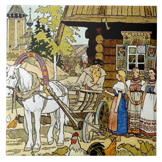 “The Feather of Finist” by Ivan Bilibin Ceramic Tile (Front)