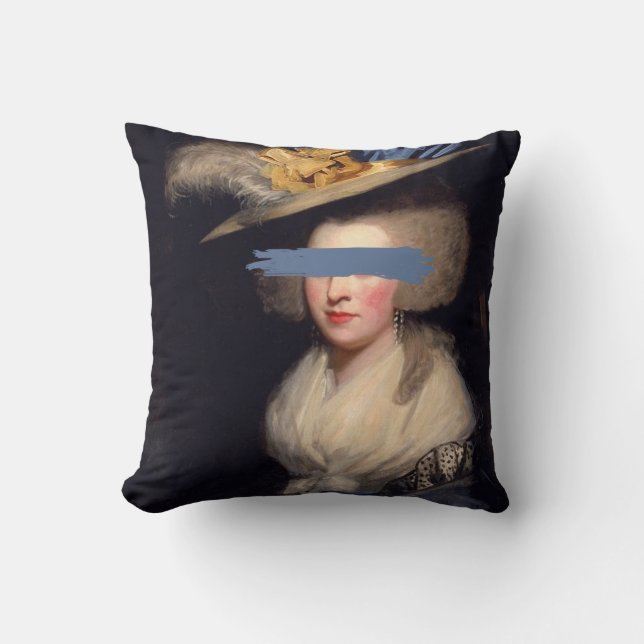 The feathered hat, altered art, Throw Pillow (Front)