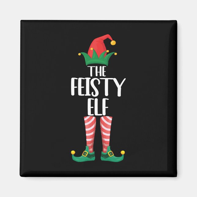 The Feisty Elf Family Matching Group Christmas Gif Magnet (Front)