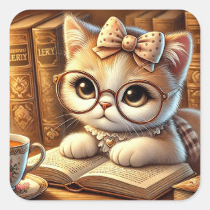 "The Feline Enchant: Guardians of Mysteries and Ca Square Sticker