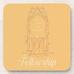 The Fellowship - Small Group, Big Adventure Coaster<br><div class="desc">Honor the legendary journey of The Fellowship of the Ring™ with this beautifully illustrated Lord of the Rings™ design. Featuring an elegant Elven-style archway framing The One Ring™ resting upon a stone pedestal, the artwork symbolizes unity, courage, and the power of friendship. The phrase “small group, big adventure” captures the...</div>