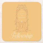 The Fellowship - Small Group, Big Adventure Square Paper Coaster<br><div class="desc">Honor the legendary journey of The Fellowship of the Ring™ with this beautifully illustrated Lord of the Rings™ design. Featuring an elegant Elven-style archway framing The One Ring™ resting upon a stone pedestal, the artwork symbolizes unity, courage, and the power of friendship. The phrase “small group, big adventure” captures the...</div>
