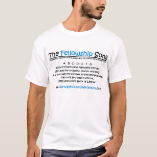 The Fellowship Song in black & blue on t-shirt