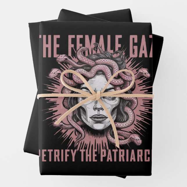 The Female Gaze Petrify The Patriarchy Medusa Wrapping Paper Sheet (In situ)