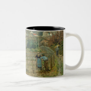 The Fence, 1872 (oil on canvas) Two-Tone Coffee Mug