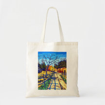 The Fence Shadows Santa Fe Tote Bag