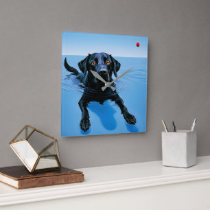 "The Fetcher's Dream" Adorable Friend Square Wall Clock