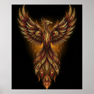 "The Fibonacci Phoenix — Sacred Geometry Rising Poster