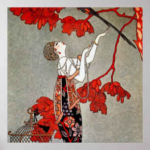 The Fickle Bird by George Barbier Poster