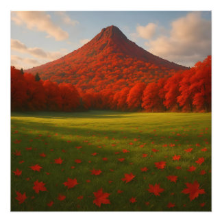 The Fiery Autumn Summit: Red Silence over the Drea Photo Print