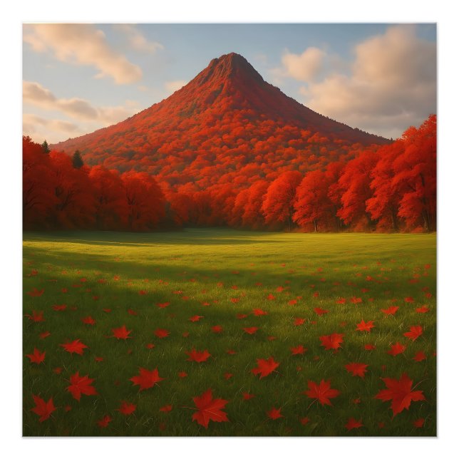 The Fiery Autumn Summit: Red Silence over the Drea Photo Print (Front)