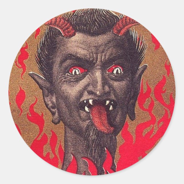 The Fiery Krampus Classic Round Sticker (Front)