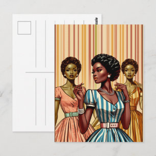 The fifties black women fashion, 50s skirts gift postcard