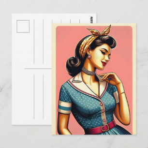 The fifties glamour women fashion, 50s skirts gift postcard