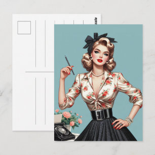 The fifties glamour women fashion, 50s skirts gift postcard