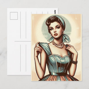 The fifties glamour women fashion, 50s skirts gift postcard