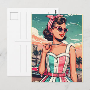 The fifties glamour women fashion, 50s skirts gift postcard