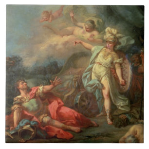 The fight between Mars and Minerva, 1771 (oil on c Ceramic Tile