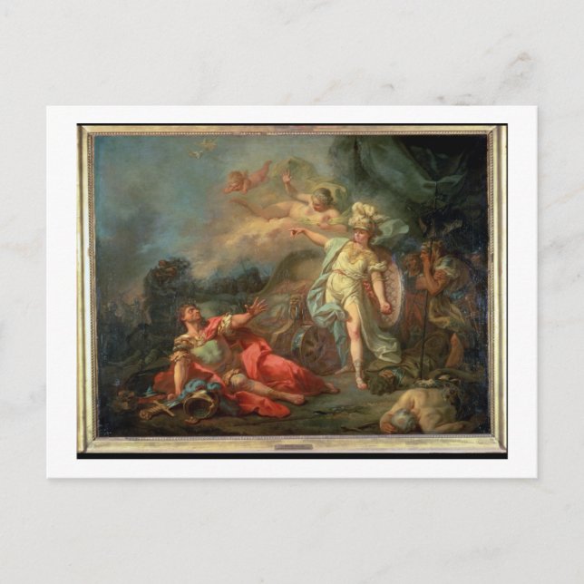 The fight between Mars and Minerva, 1771 (oil on c Postcard (Front)