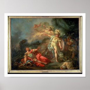 The fight between Mars and Minerva, 1771 (oil on c Poster
