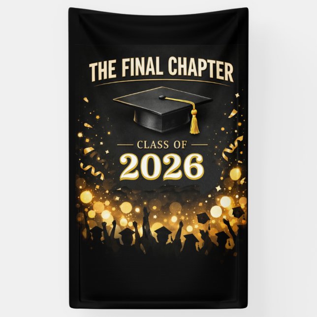 The Final Chapter Elegant Graduation Party Banner (Vertical)