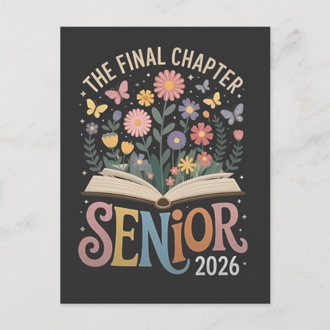 The Final Chapter Senior 2026 Graduation Blossom Invitation Postcard (Front)