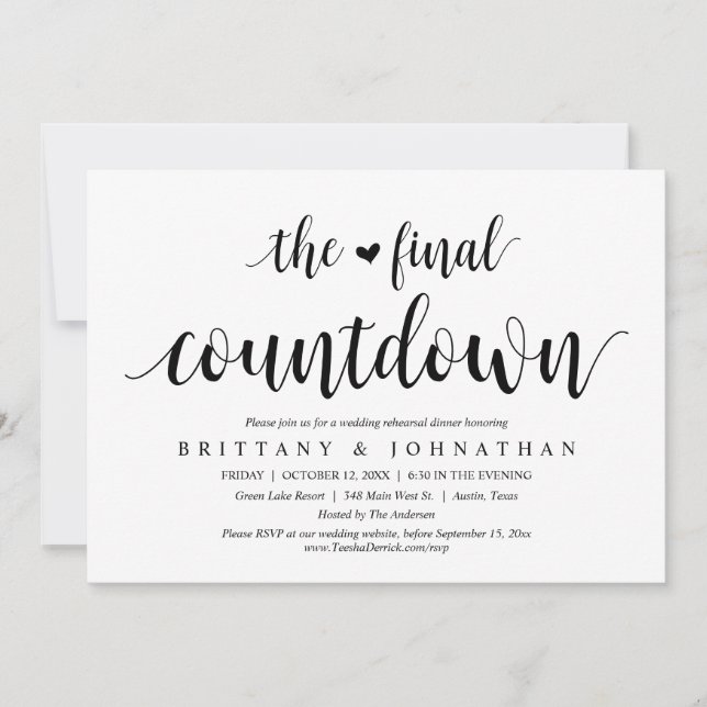 The Final Countdown Wedding Rehearsal Dinner Party Invitation (Front)