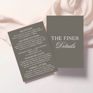 The Finer Details Simple Taupe White Wedding Enclosure Card