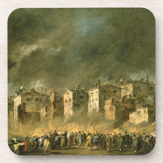 The Fire at San Marcuola (oil on canvas) Coaster (Front)