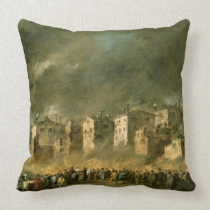 The Fire at San Marcuola (oil on canvas) Cushion