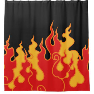 The fire. Flame tongues on a black background. Vin Shower Curtain