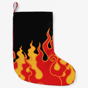 The fire. Flame tongues on a black background. Vin Small Christmas Stocking