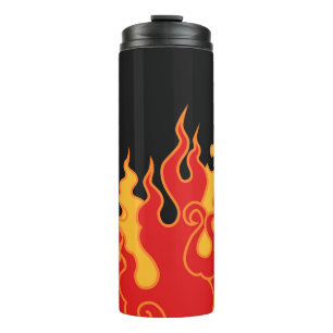 The fire. Flame tongues on a black background. Vin Thermal Tumbler