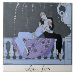 The Fire, illustration for 'Fetes Galantes' by Pau Ceramic Tile