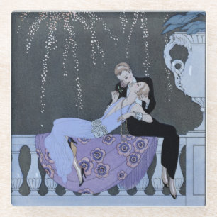 The Fire, illustration for 'Fetes Galantes' by Pau Glass Coaster